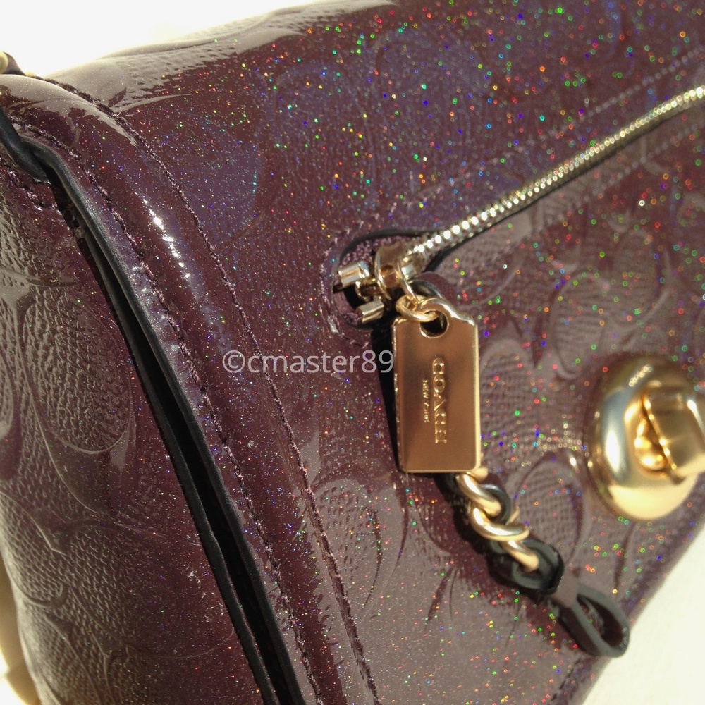 π΄SOLDπ΄Coach Glitter Oxblood Patent Leather - Picture 6 of 8